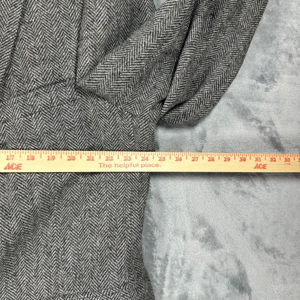 Adams Row Mens Grey Herringbone Wool Blazer Sport Coat Vintage Union Made USA